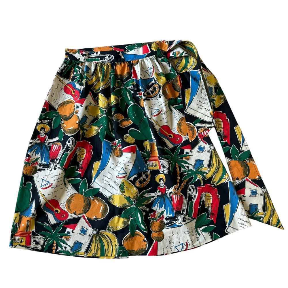 J. CREW POSTCARD SPAIN PRINTED NOVELTY MIDI SKIRT SZ 0 - Picture 5 of 8